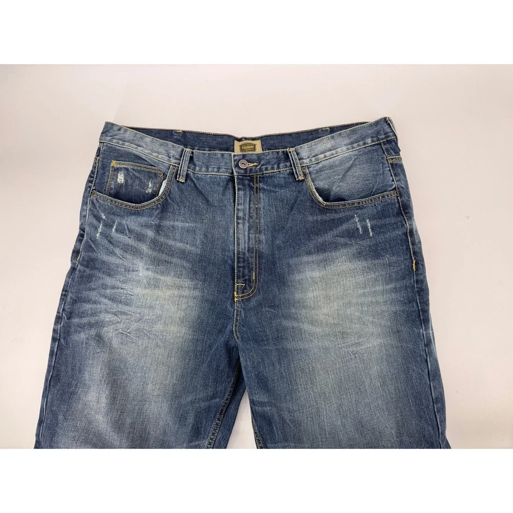 Vintage  Foundry Supply Co Mens‎ Jeans 44x30 Blue Whiskering Fade Straight Leg